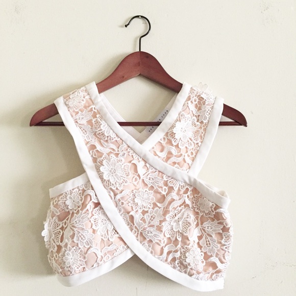 Endless Rose Lace Criss Cross Crop Top Size S - Picture 2 of 8